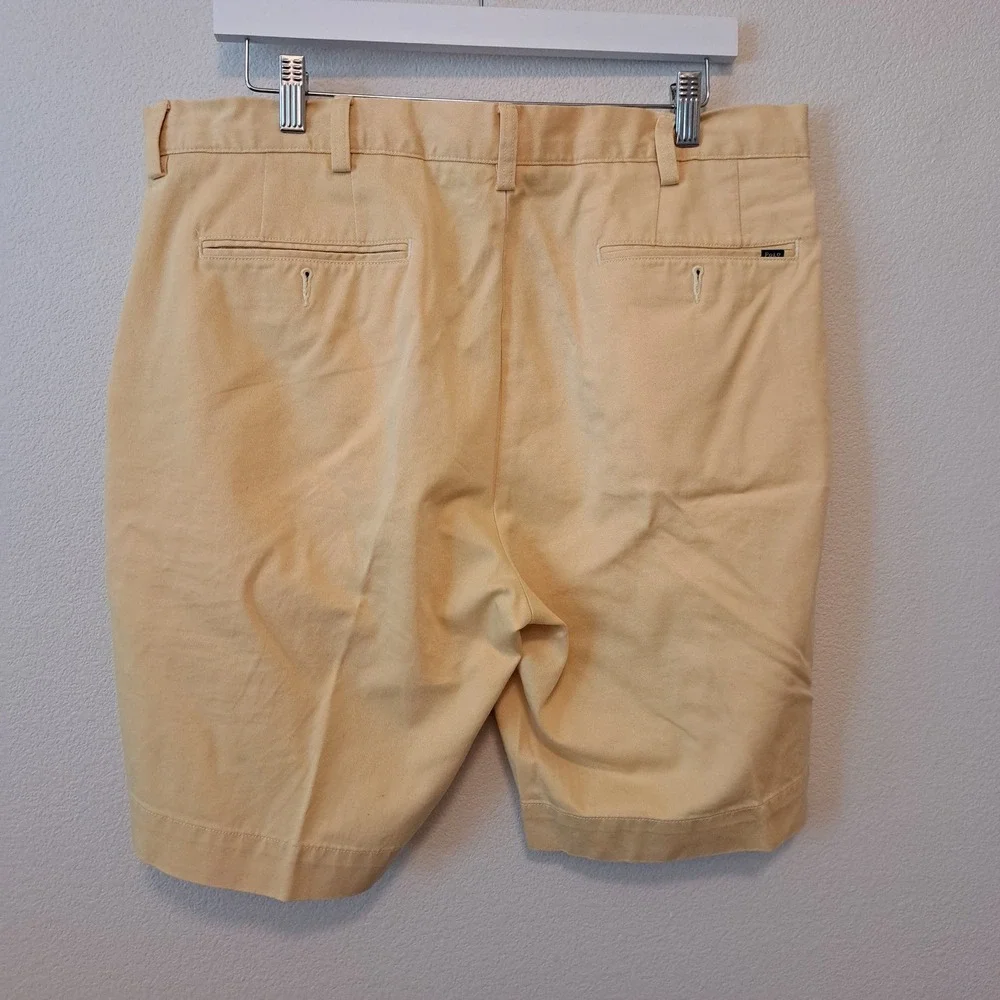 Polo Ralph Lauren Mens Yellow Cotton Chino Shorts Size 36 Flat Front Twill